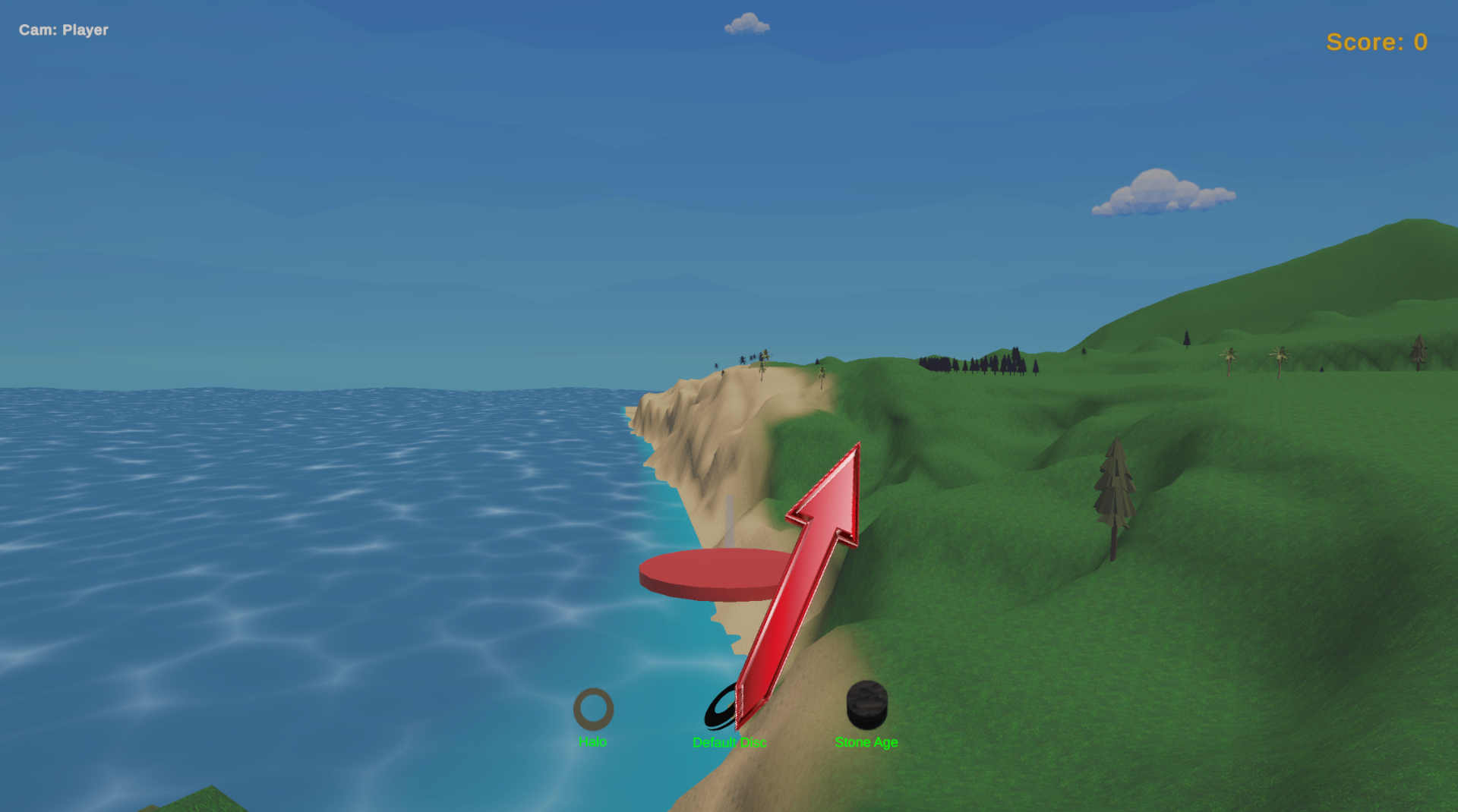 Seaside cliff hole with floating basket