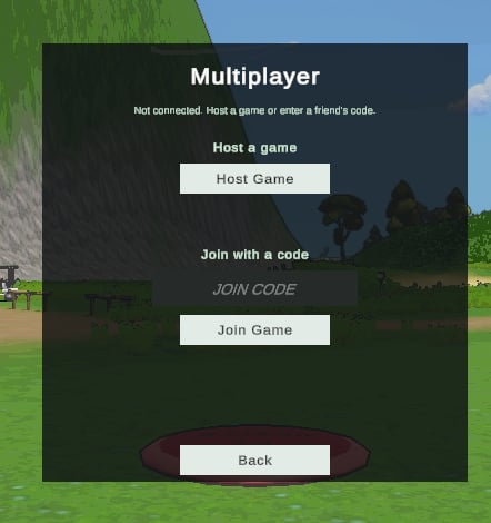 Multiplayer host and join code dialog